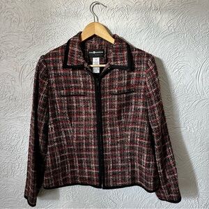 Sag Harbor Tweed Zip Up Collared Blazer Jacket
